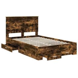 Berkfield Home Bed Frame with Drawer Smoked Oak 120 x 200 cm Engineered Wood in Brown - thumbnail 5