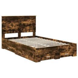 Berkfield Home Bed Frame with Drawer Smoked Oak 120 x 200 cm Engineered Wood in Brown - thumbnail 4