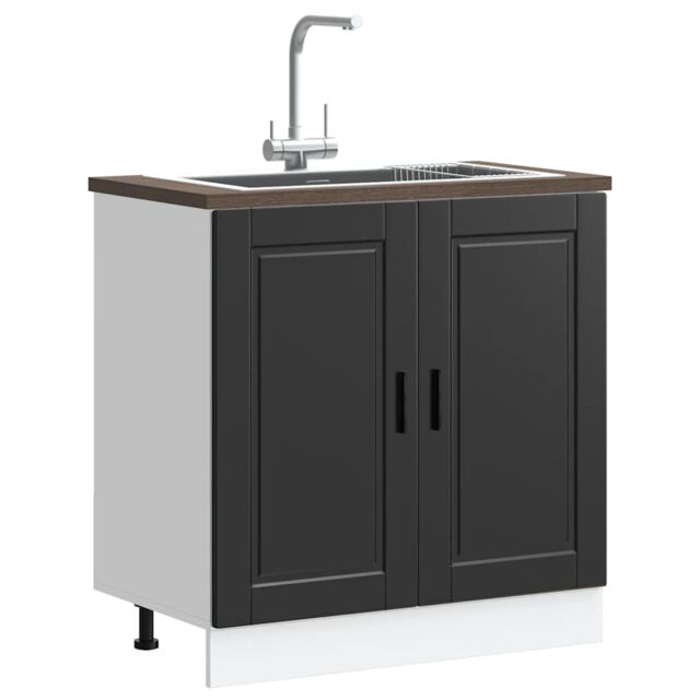 "Berkfield Home Sink Base Cabinet¬†""Porto"" Black 80x46x81.5 cm¬†Engineered Wood - Size: 80x46x81.5 cm" - image 1