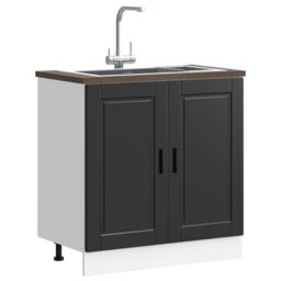 "Berkfield Home Sink Base Cabinet¬†""Porto"" Black 80x46x81.5 cm¬†Engineered Wood - Size: 80x46x81.5 cm" - thumbnail 1