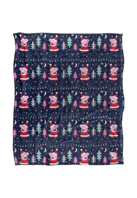 Hasbro Peppa Pig Santa Peppa Pattern Silky Touch Blanket 152x127cm in White - Size: 152x127 cm - image 1