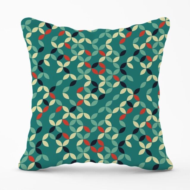 Warren Reed - Designer Geometric Pattern Design Outdoor Cushion in Green - Size: 60 cm x 60 cm - image 1