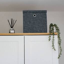 EONLION Foldable Square Fabric Storage Box in Grey - Size: 500mm - thumbnail 2