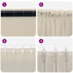 Berkfield Home Curtains with Curtains 2 pcs Sand 140 x 175 cm Polyester in Beige - thumbnail 6