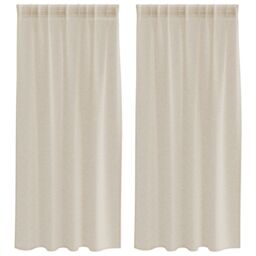 Berkfield Home Curtains with Curtains 2 pcs Sand 140 x 175 cm Polyester in Beige - thumbnail 2