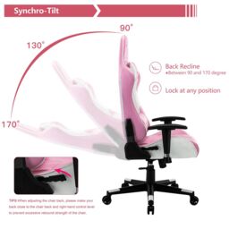 GTForce Pro GT Reclining Sports Racing Office Desk Faux Leather Gaming Chair in Pink - thumbnail 4