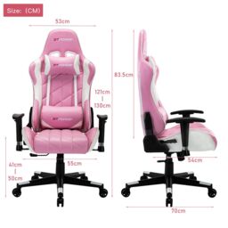 GTForce Pro GT Reclining Sports Racing Office Desk Faux Leather Gaming Chair in Pink - thumbnail 6