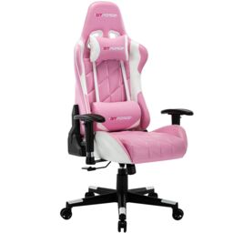 GTForce Pro GT Reclining Sports Racing Office Desk Faux Leather Gaming Chair in Pink - thumbnail 1