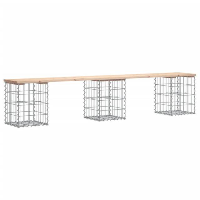 Berkfield Home Garden Bench Gabion Design 203x31x42 cm Solid Wood Pine in Brown - Size: 203 x 31 x 42 cm - image 1