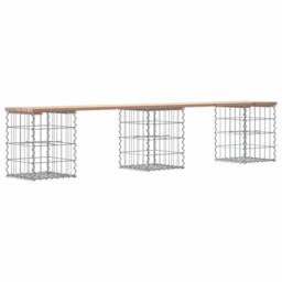 Berkfield Home Garden Bench Gabion Design 203x31x42 cm Solid Wood Pine in Brown - Size: 203 x 31 x 42 cm - thumbnail 5
