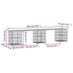 Berkfield Home Garden Bench Gabion Design 203x31x42 cm Solid Wood Pine in Brown - Size: 203 x 31 x 42 cm - thumbnail 8