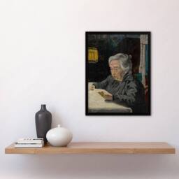 "Artery8 Old Lady Reading Grandmother Portrait Kubincan Framed Wall Art Print - Size: W12"" x H16""" - thumbnail 4