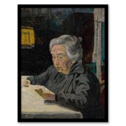 "Artery8 Old Lady Reading Grandmother Portrait Kubincan Framed Wall Art Print - Size: W12"" x H16""" - thumbnail 1