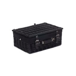 Red Hamper Wicker 36cm Empty Black Willow Picnic Basket With Black Lining - thumbnail 2