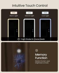 SONGMICS LED Mirror Standing Jewellery Cabinet with Lockable Armoire in Brown - thumbnail 4