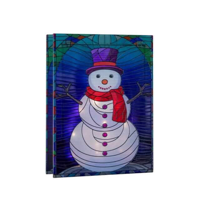 Samuel Alexander 28cm Light up Double Sided Stained Glass Snowman Decoration with LEDs - image 1