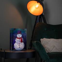 Samuel Alexander 28cm Light up Double Sided Stained Glass Snowman Decoration with LEDs - thumbnail 3