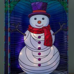 Samuel Alexander 28cm Light up Double Sided Stained Glass Snowman Decoration with LEDs - thumbnail 4