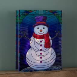 Samuel Alexander 28cm Light up Double Sided Stained Glass Snowman Decoration with LEDs - thumbnail 2