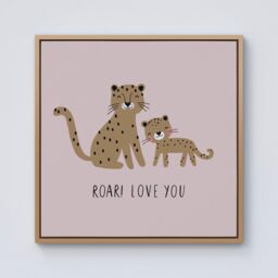 Warren Reed - Designer Roar Love You Framed Canvas in Light Brown - Size: w40 inch x h40 inch - thumbnail 1