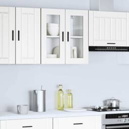 Berkfield Home Kitchen Wall Cabinet with Glass Door Porto White