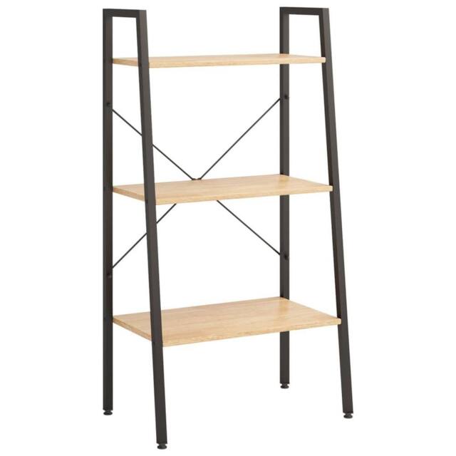 Berkfield Home 3-Tier Standing Shelf Light Brown & Black 56x35x108 cm - Size: 56 x 35 x 108 cm - image 1