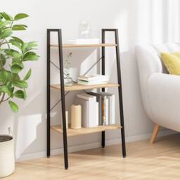 Berkfield Home 3-Tier Standing Shelf Light Brown & Black 56x35x108 cm - Size: 56 x 35 x 108 cm - thumbnail 2