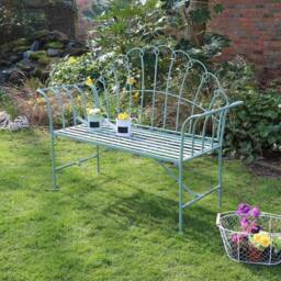 Melody Maison Antique Sage Green Garden Bench in Olive - thumbnail 6