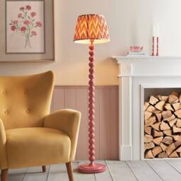 Netlighting Higgledy Gloss Pink Floor Lamp Orange Fabric Zigzag Shade 35cm E27 - thumbnail 2