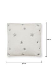 BHS Christmas Sparkling Snowflakes Cushion in White - Size: Small - thumbnail 3