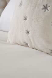 BHS Christmas Sparkling Snowflakes Cushion in White - Size: Small - thumbnail 2