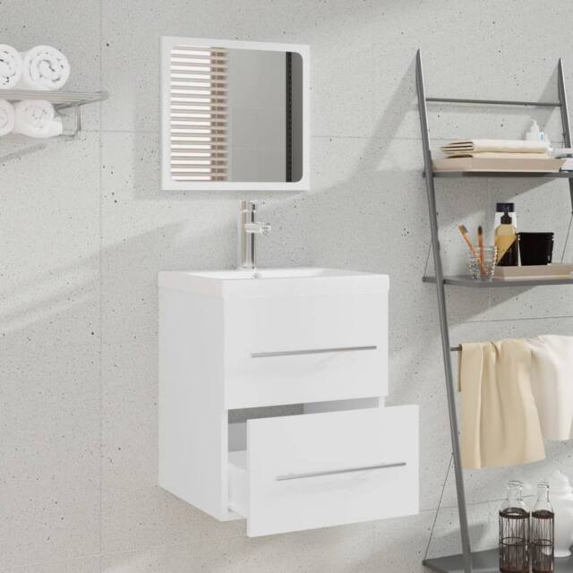 Berkfield Home Sink Cabinet with Built-in Basin White Engineered Wood - image 1