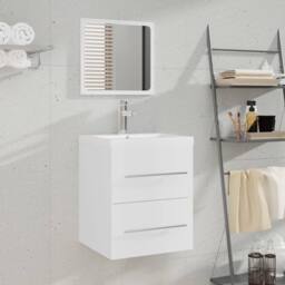 Berkfield Home Sink Cabinet with Built-in Basin White Engineered Wood - thumbnail 2