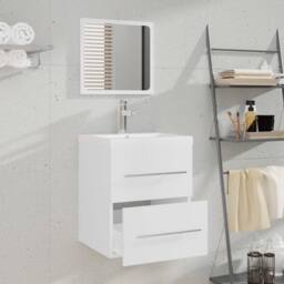 Berkfield Home Sink Cabinet with Built-in Basin White Engineered Wood - thumbnail 1