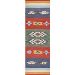 Wyld and Coco Kilim Handwoven Multicolour Runner 80 x 300 cm Reversible Tassels - Size: 80 cm x 300 cm - thumbnail 2