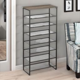 FURNOS 8-Tier Industrial Vertical Shoe Rack With Mesh Shelves in Grey - thumbnail 5