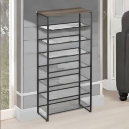 FURNOS 8-Tier Industrial Vertical Shoe Rack With Mesh Shelves in Grey - thumbnail 4