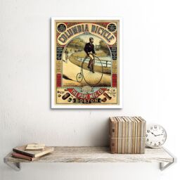 "Artery8 Wall Art Print Penny Farthing Bicycle Boston Usa Cycling Vintage Advert Art Framed in White - Size: W12"" x H16""" - thumbnail 2
