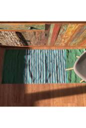 KDMD Indian Cotton Rug 70x170cm - Green & Blue, Handcrafted, Durable - Size: Medium - thumbnail 6