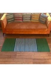 KDMD Indian Cotton Rug 70x170cm - Green & Blue, Handcrafted, Durable - Size: Medium - thumbnail 7