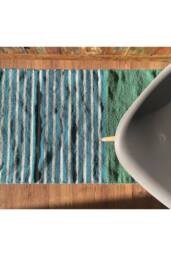 KDMD Indian Cotton Rug 70x170cm - Green & Blue, Handcrafted, Durable - Size: Medium - thumbnail 5