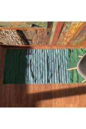 KDMD Indian Cotton Rug 70x170cm - Green & Blue, Handcrafted, Durable - Size: Medium - thumbnail 4