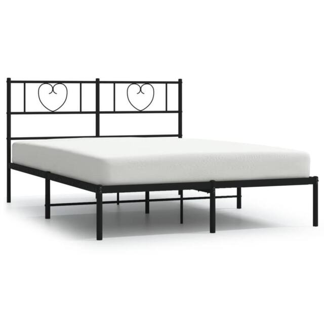 Berkfield Home Metal Bed Frame with Headboard Black 160x200 cm - image 1