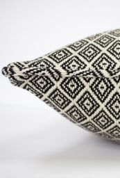 Paoletti Tangier Woven Geometric Fringed Cushion in Black - Size: 55 cm x 55 cm - thumbnail 2