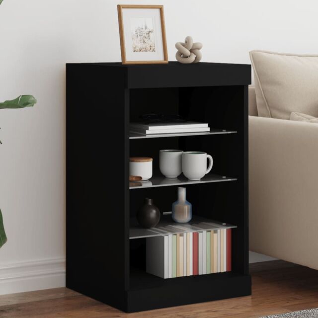 Berkfield Home Sideboard with LED Lights Black 41x37x67 cm - Size: 41 x 37 x 67 cm - image 1