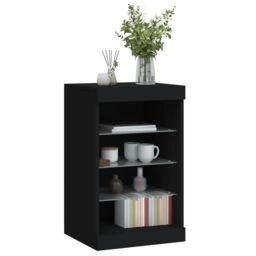 Berkfield Home Sideboard with LED Lights Black 41x37x67 cm - Size: 41 x 37 x 67 cm - thumbnail 5