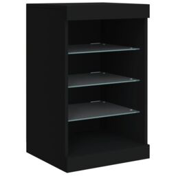 Berkfield Home Sideboard with LED Lights Black 41x37x67 cm - Size: 41 x 37 x 67 cm - thumbnail 3