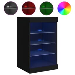 Berkfield Home Sideboard with LED Lights Black 41x37x67 cm - Size: 41 x 37 x 67 cm - thumbnail 2