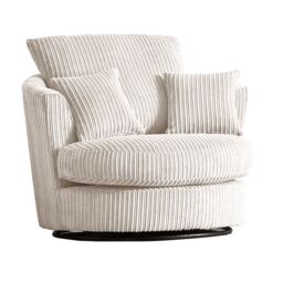 Furnishings For Less UK Luxor Jumbo Cord Fabric Single Seater 360 Degree Swivel Chair Sofa Accessory in Cream - thumbnail 1