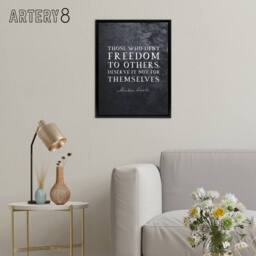 "Artery8 Abraham Lincoln Freedom Slate Quote Framed Canvas Wall Art Print in Grey - Size: W12"" x H16""" - thumbnail 3